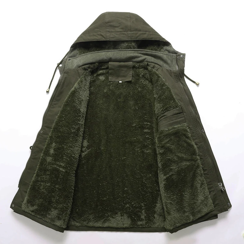 Herren Utility-Canvas-Parka mit Taillenzug, Cordkragen und Zip-Brusttasche Drune