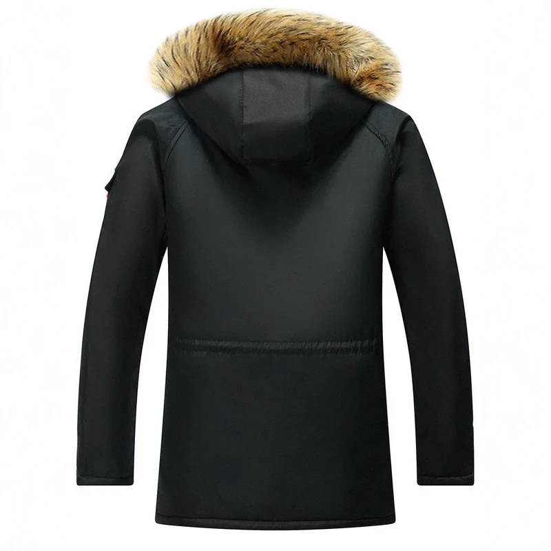 Herren Urbaner Winterparka im Fieldstil mit abnehmbarem Kunstfellbesatz und multifunktionalen Taschen Drune
