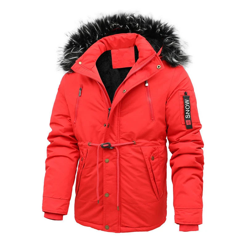 Herren Urbaner Thermoparka mit abnehmbarer Kunstpelzkapuze und Taillen-Kordelzug Drune