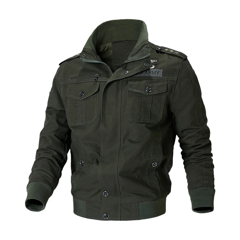 Herren Urbaner Canvas‑Pilotjacke im Military‑Look mit Brusttaschen, Epauletten und Rippbündchen Drune