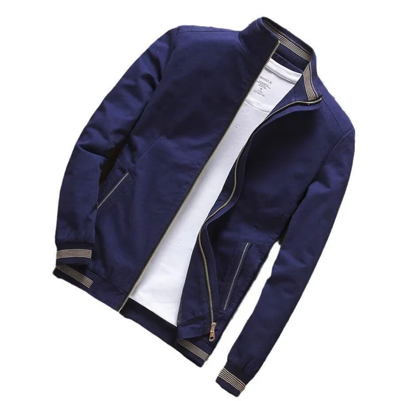 Herren Übergangsjacke aus Baumwoll-Twill mit Stehkragen und Rippbündchen Drune