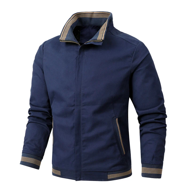 Herren Übergangsjacke aus Baumwoll-Twill mit Stehkragen und Rippbündchen Drune