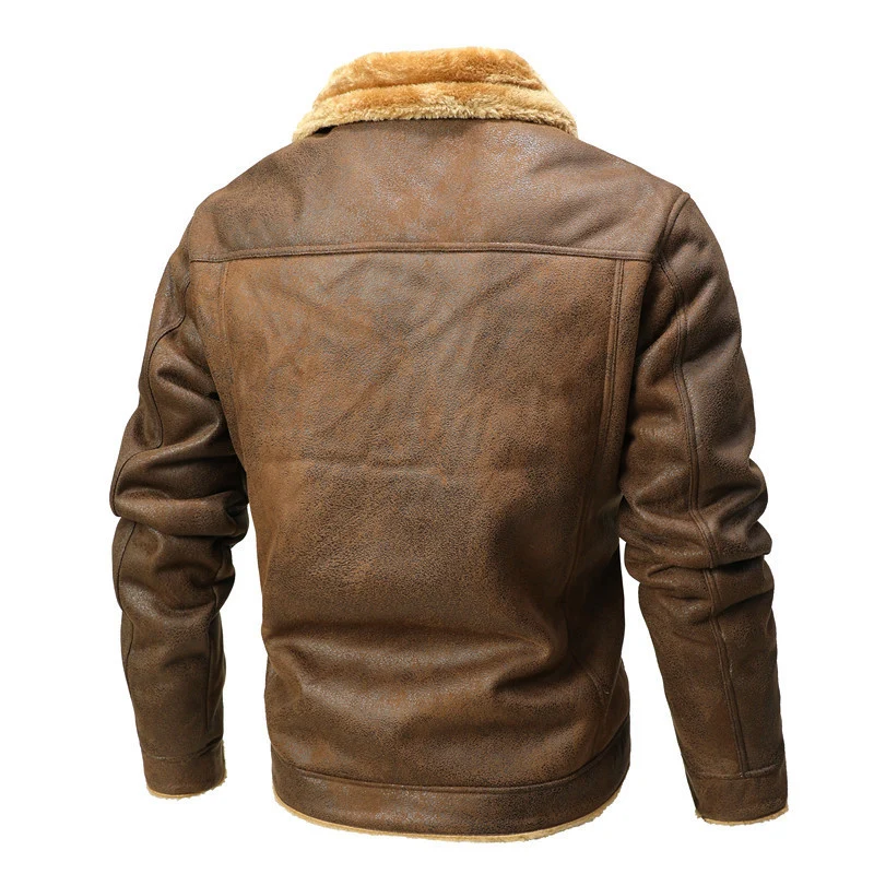 Herren Truckerjacke aus Velours-Kunstleder mit Teddy-Innenfutter Drune
