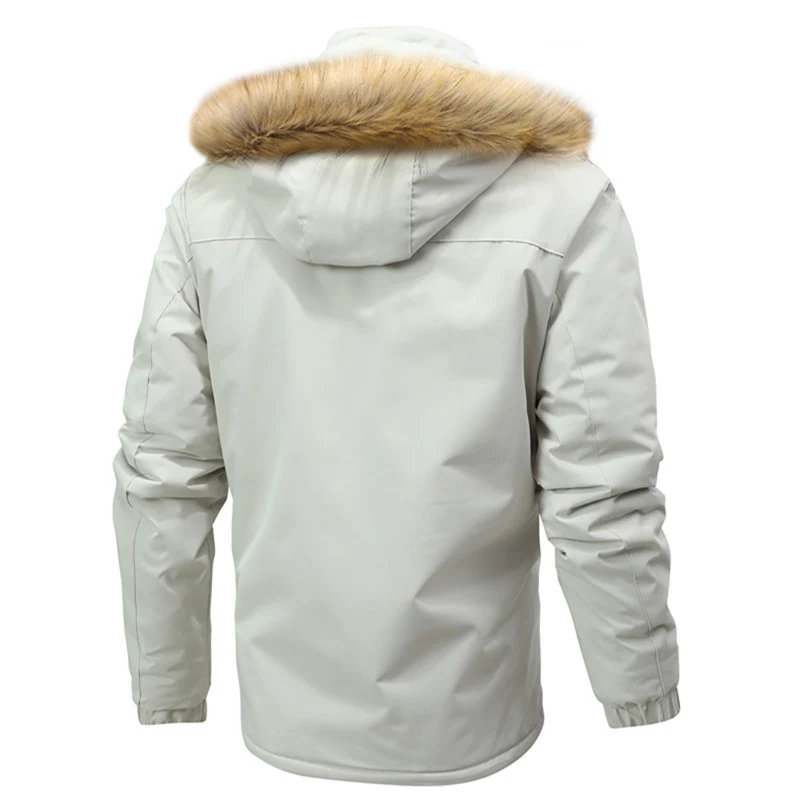 Herren Thermoisolierter Winterparka mit Teddyfutter, abnehmbarer Kunstpelzkapuze und Multifach-Taschen Drune