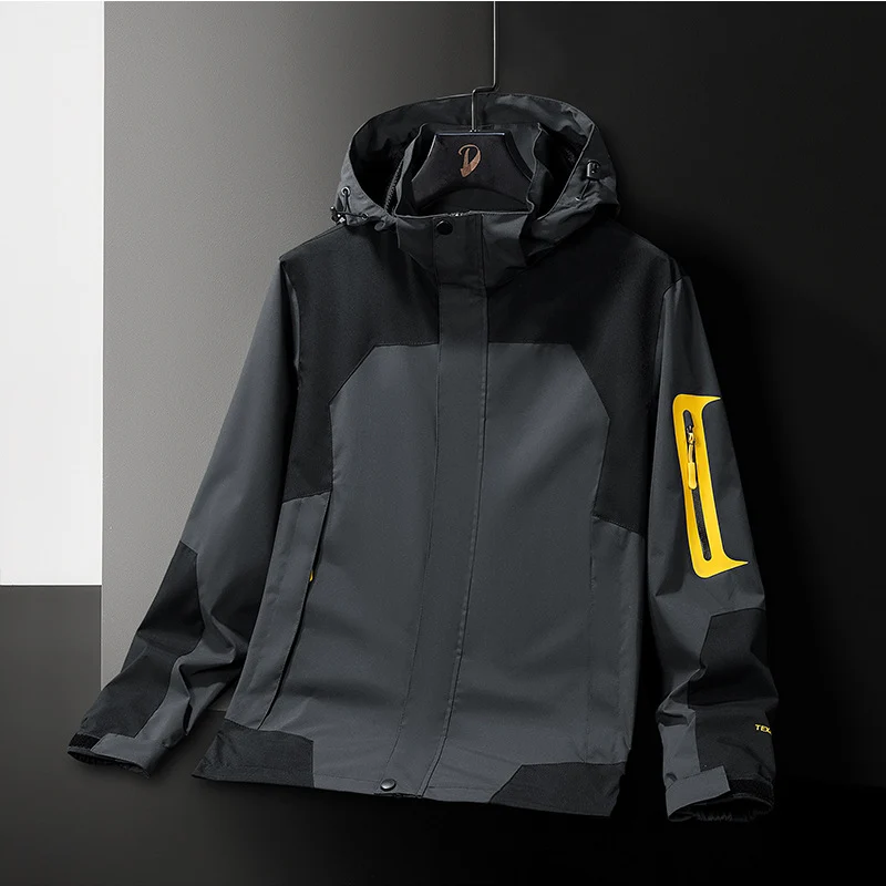 Herren Technische Softshell-Outdoorjacke mit Kapuze wasserabweisender Membran und Ärmeltasche Drune