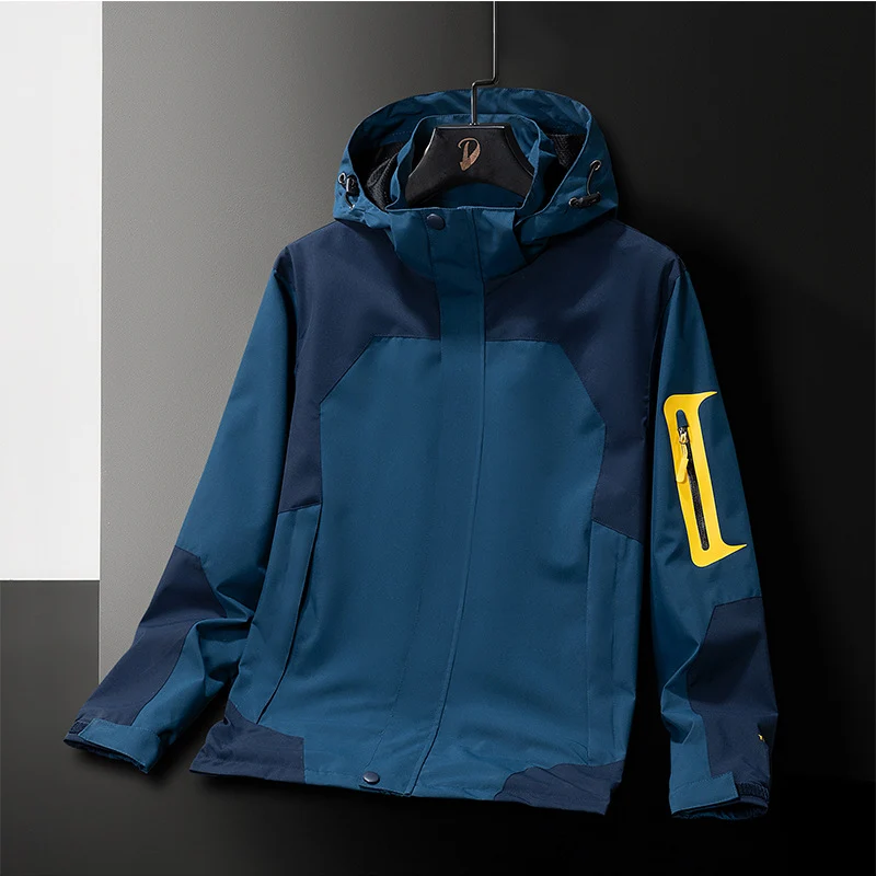Herren Technische Softshell-Outdoorjacke mit Kapuze wasserabweisender Membran und Ärmeltasche Drune