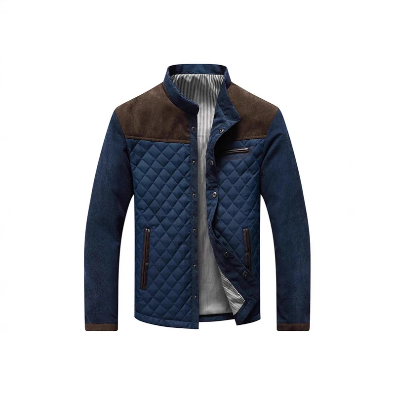 Herren Steppjacke mit Diamantsteppung, Kontrastbesatz und Stehkragen Drune