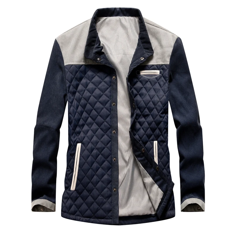 Herren Stepp-Fieldjacke mit Rautensteppung und Kontrastbesatz Drune