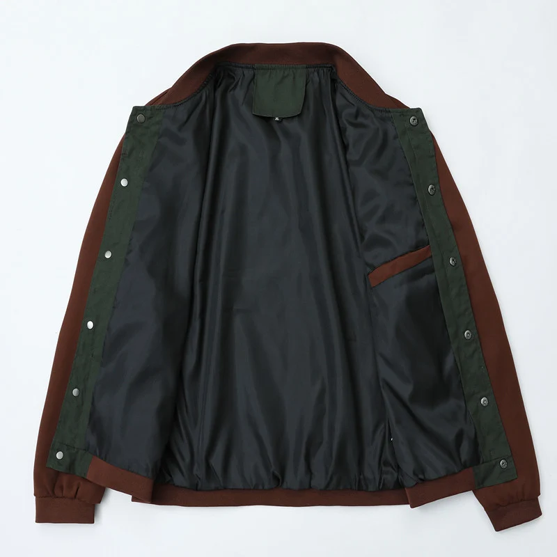 Herren sportlich-elegante Collegejacke mit Druckknopfleiste und kontrastierenden Einsätzen Drune