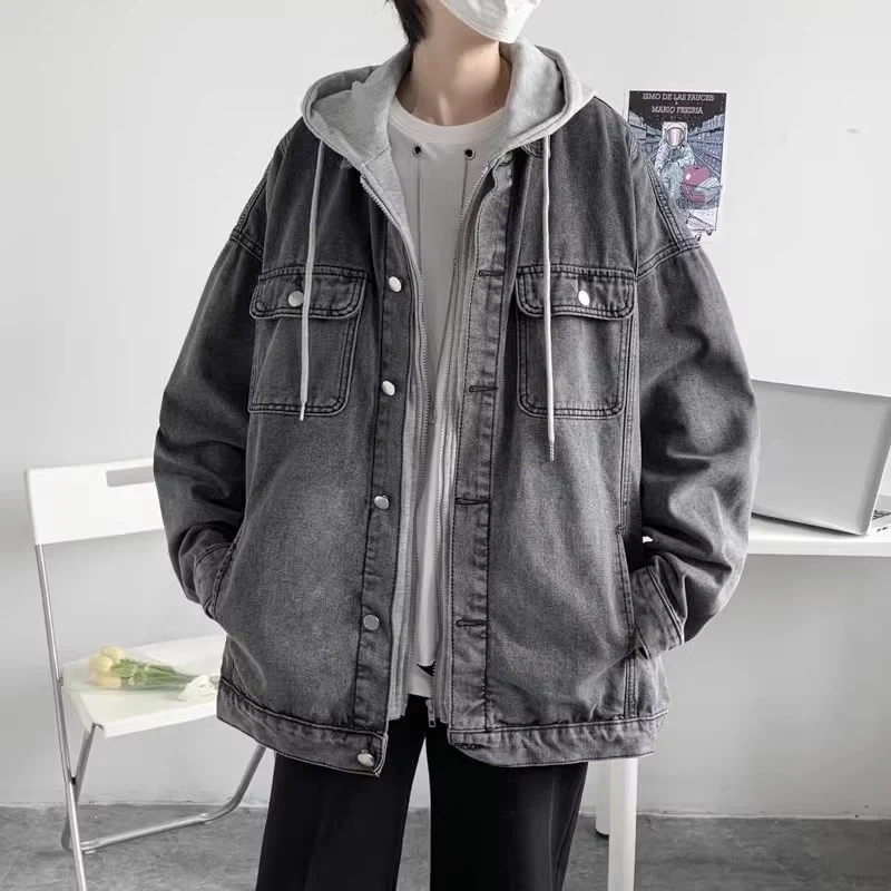 Herren Lässige Overshirt-Jacke mit Kapuze Drune