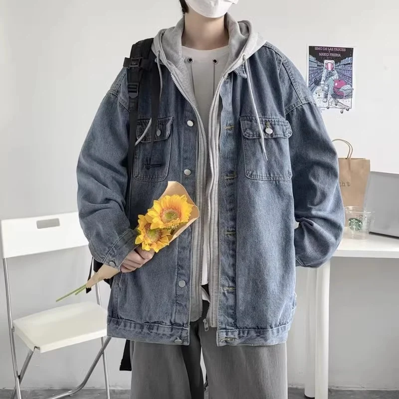 Herren Lässige Overshirt-Jacke mit Kapuze Drune