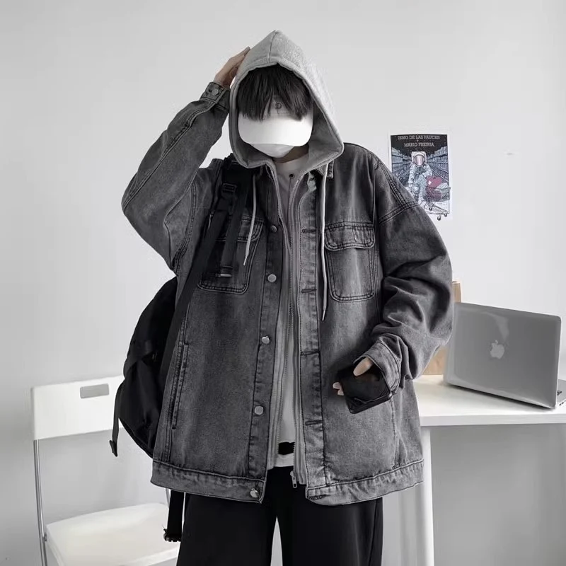 Herren Lässige Overshirt-Jacke mit Kapuze Drune
