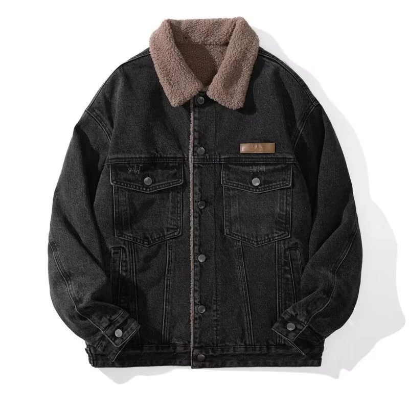 Herren Lässige Jeansjacke mit Teddyfutter Drune