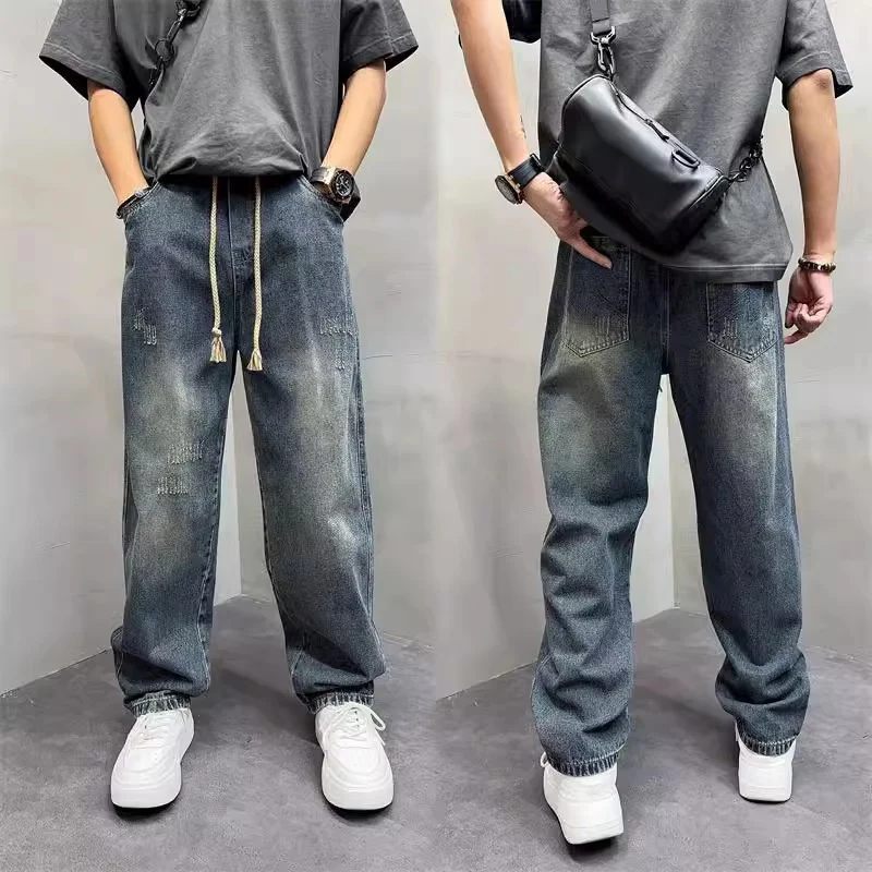 Herren Lässige Distressed Jeans mit weitem Schnitt Drune