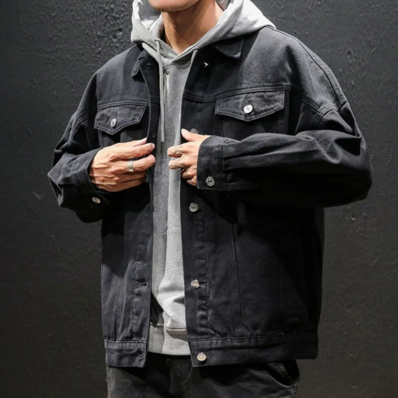 Herren Lässige Denimjacke mit Vintage-Details Drune