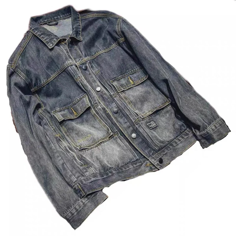 Herren Lässige Denimjacke mit modernen Applikationen Drune