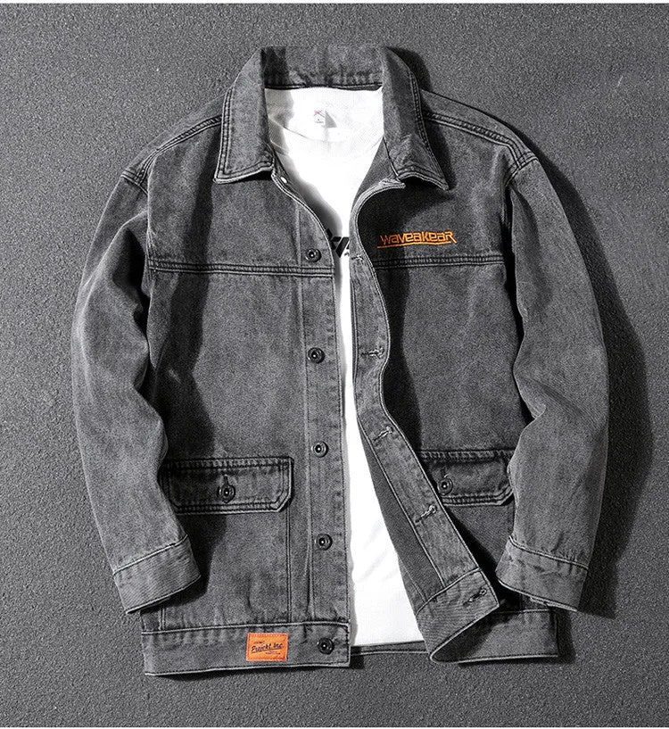 Herren Lässige Denimjacke mit modernen Applikationen Drune