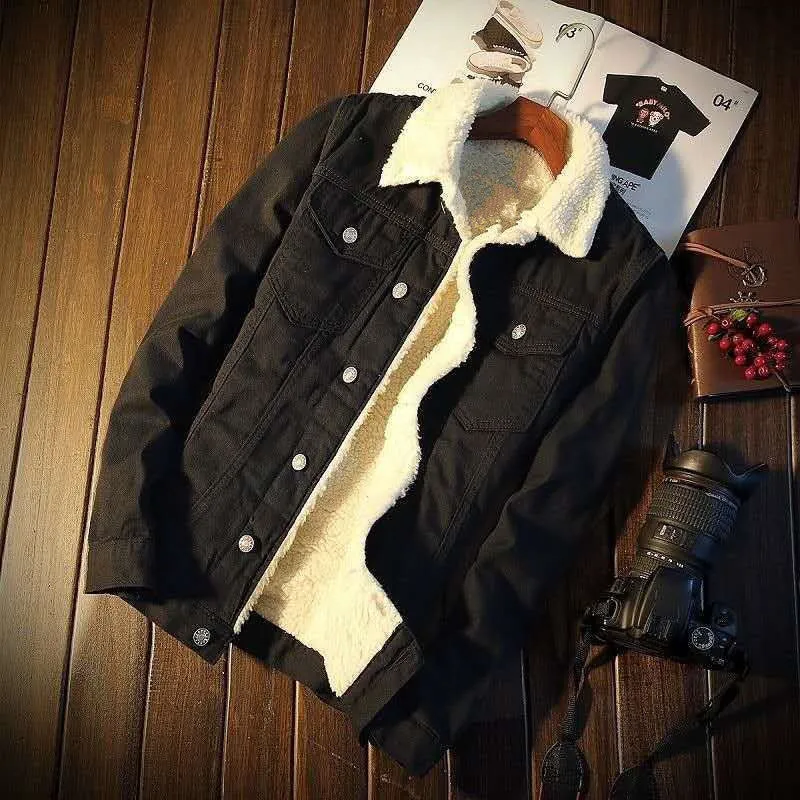 Herren Lässige Denimjacke mit Fleecefutter Drune