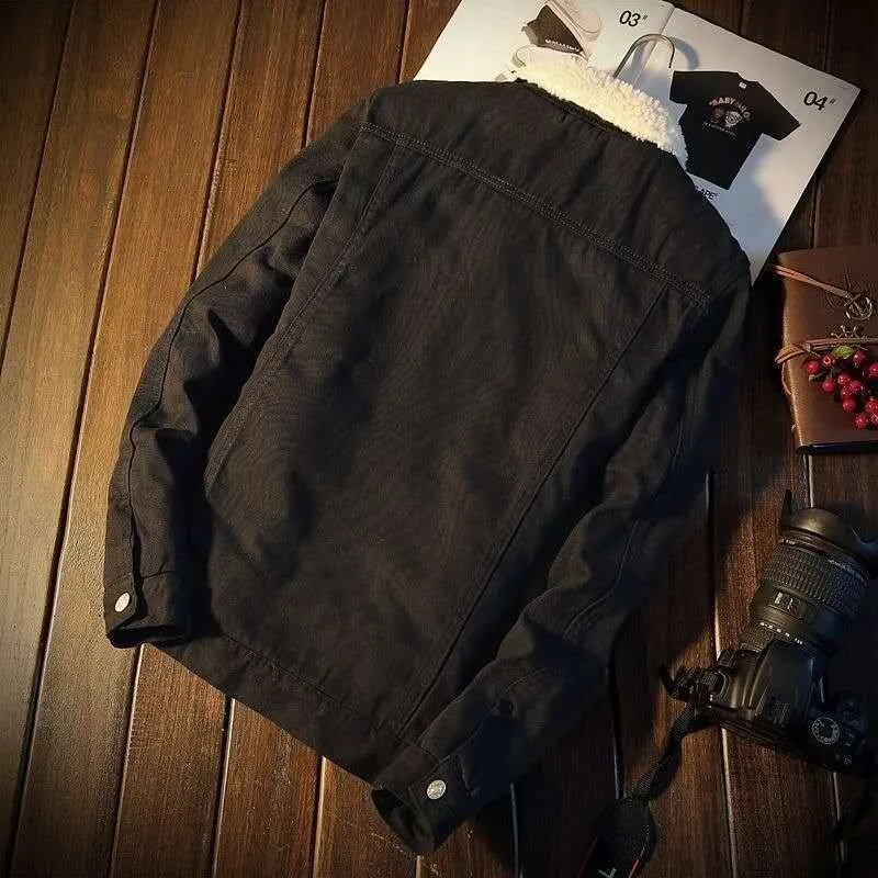 Herren Lässige Denimjacke mit Fleecefutter Drune