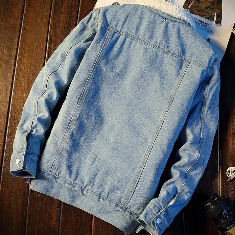 Herren Lässige Denimjacke mit Fleecefutter Drune