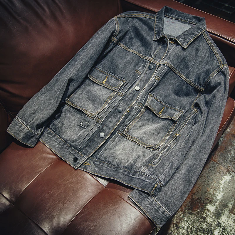 Herren Lässige Denim Jacke mit praktischen Taschen Drune
