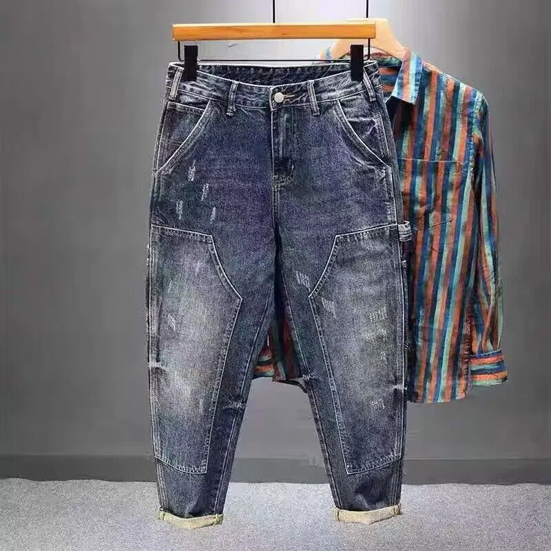 Herren Lässige Denim-Hose mit modischen Details Drune