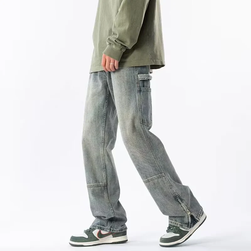 Herren Lässige Cargo-Jeans mit praktischen Seitentaschen Drune