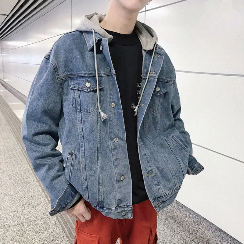 Herren Lässige Baumwolljacke mit Kapuze Drune