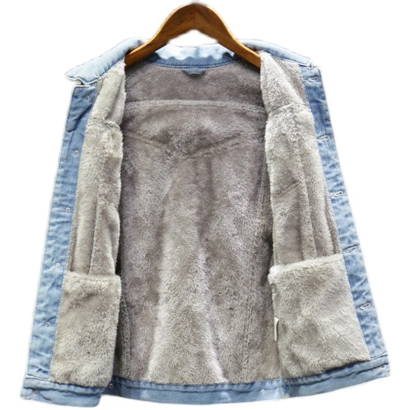 Herren Geschnittene Denimjacke mit Fleecefutter Drune