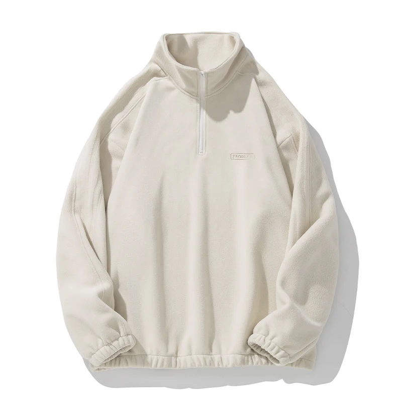 Unisex Fleece-Halbzip-Pullover mit Stehkragen, elastischem Saum und Raglanärmeln Drune