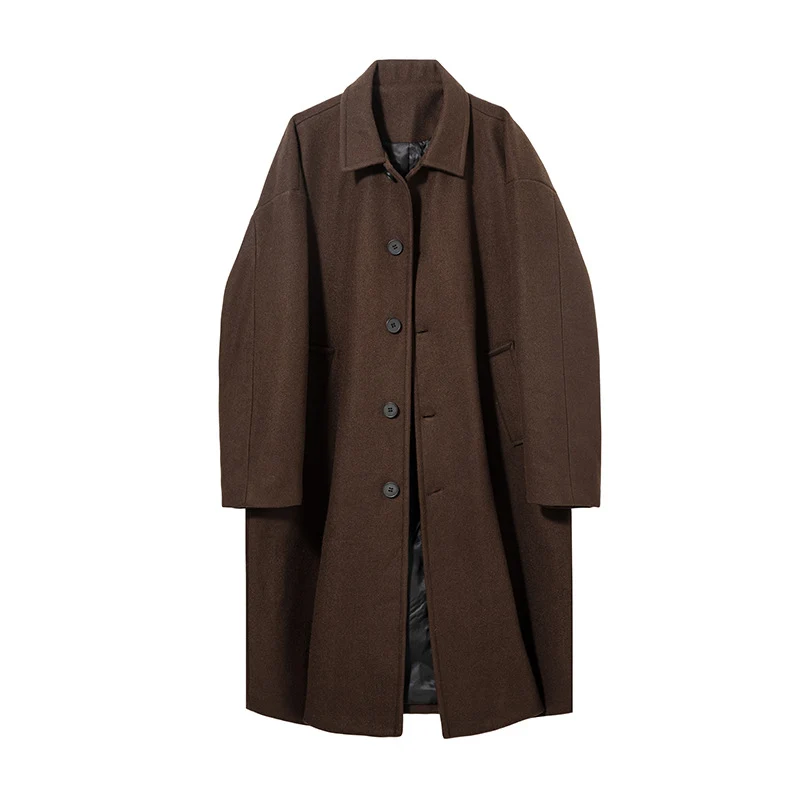 Herren Oversize Wollmantel mit gesteppter Innenfütterung und klassischem Reverskragen Drune