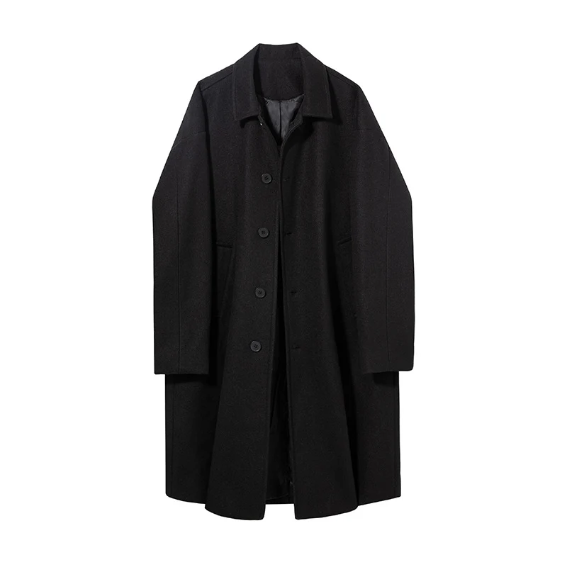 Herren Oversize Wollmantel mit gesteppter Innenfütterung und klassischem Reverskragen Drune