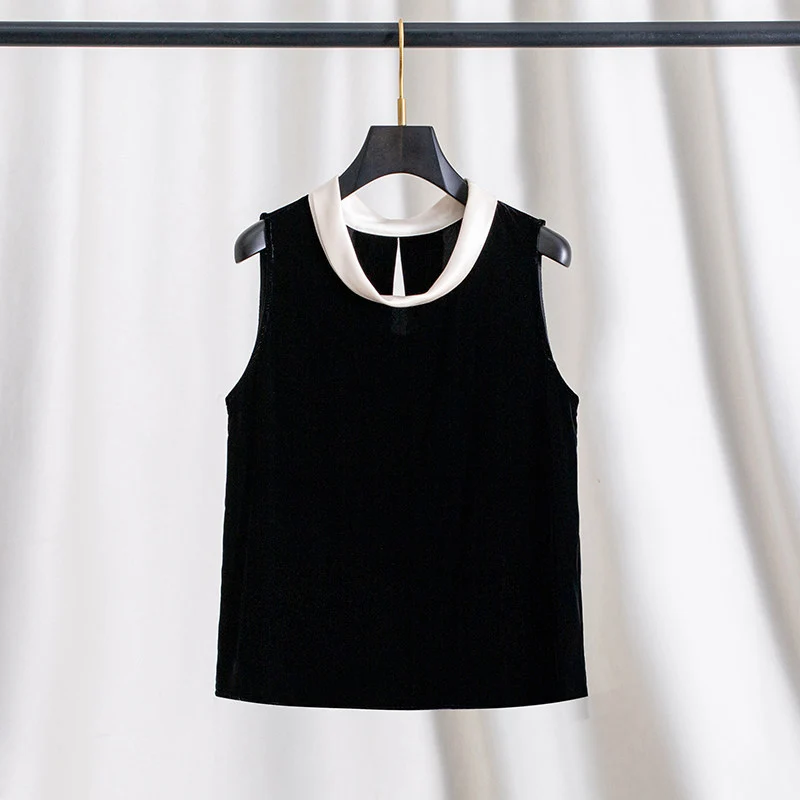 Damen Elegante Samtbluse mit Seidenkragen Drune