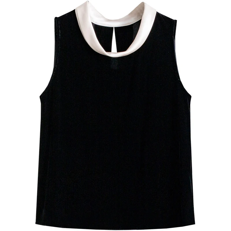 Damen Elegante Samtbluse mit Seidenkragen Drune