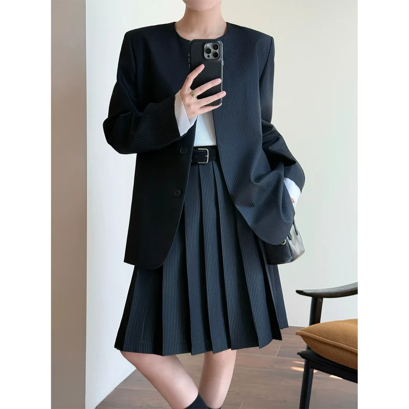 Damen Elegante Plisseejacke Drune