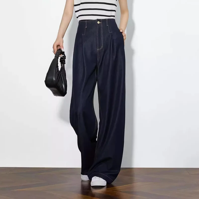 Damen Elegante Hohe Taillierte Wide-Leg Jeans Drune