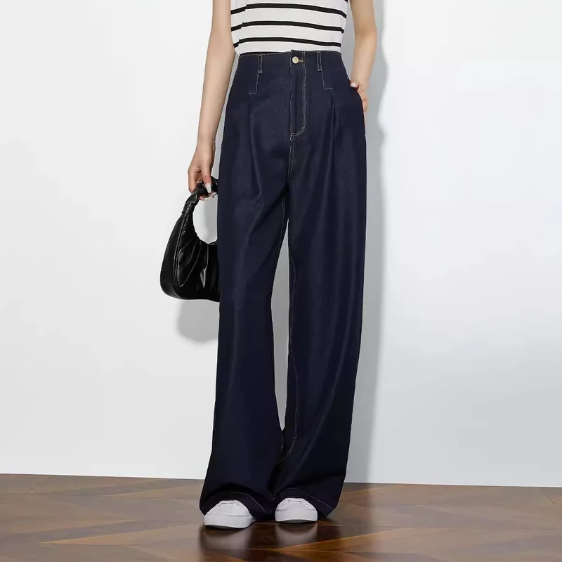 Damen Elegante Hohe Taillierte Wide-Leg Jeans Drune