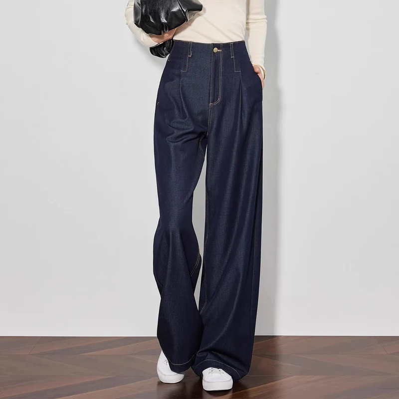 Damen Elegante Hohe Taillierte Wide-Leg Jeans Drune