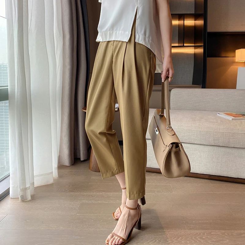 Damen Elegante Hochtaillierte Stoffhose Drune