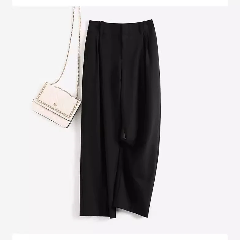 Damen Elegante, hoch taillierte und fließende Stoffhose Drune
