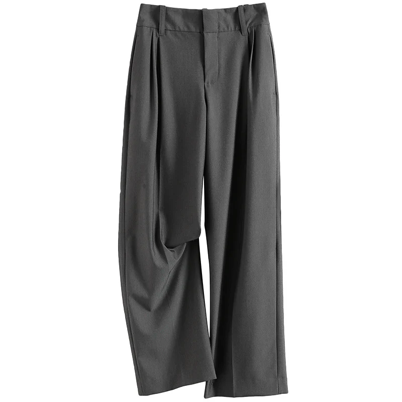Damen Elegante, hoch taillierte und fließende Stoffhose Drune