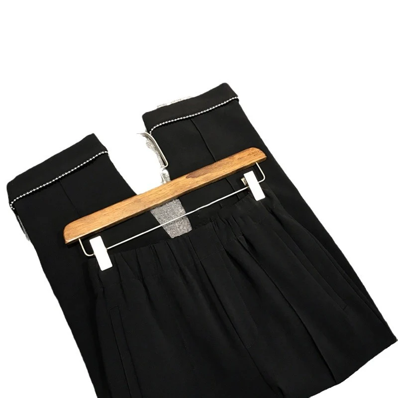 Damen Elegante Chino-Hose mit dekorativen Perlendetails Drune