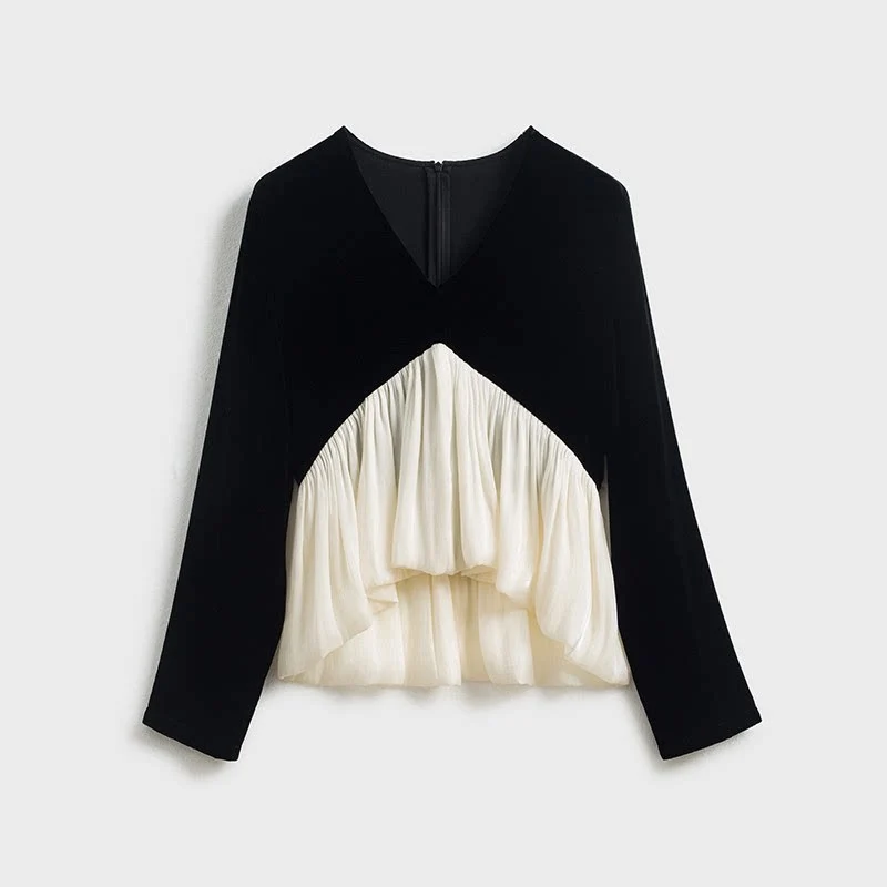 Damen Elegante Bluse mit Drapierung Drune