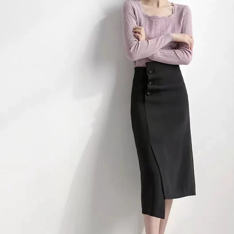Damen Elegante Bleistiftrock mit asymmetrischem Schnitt Drune