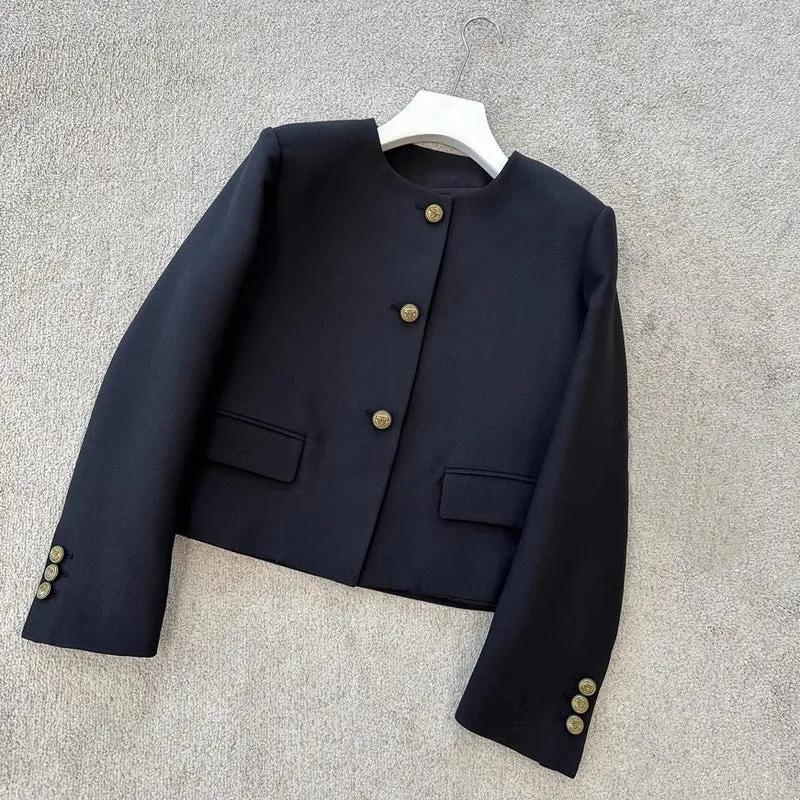 Damen Elegante Blazerjacke mit hohem Kragen Drune