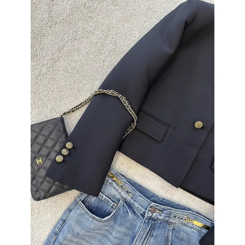 Damen Elegante Blazerjacke mit hohem Kragen Drune