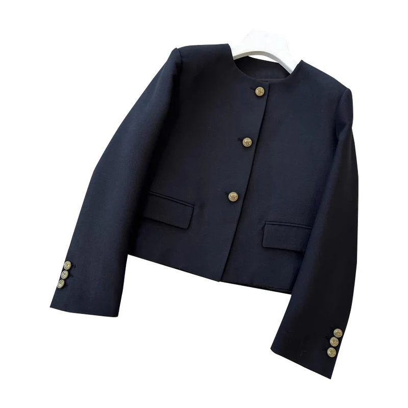 Damen Elegante Blazerjacke mit hohem Kragen Drune