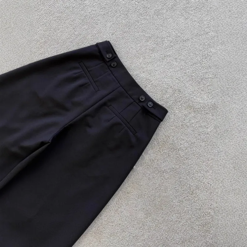 Damen Hochtaillierte weit geschnittene Bundfaltenhose mit Bügelfalte Drune