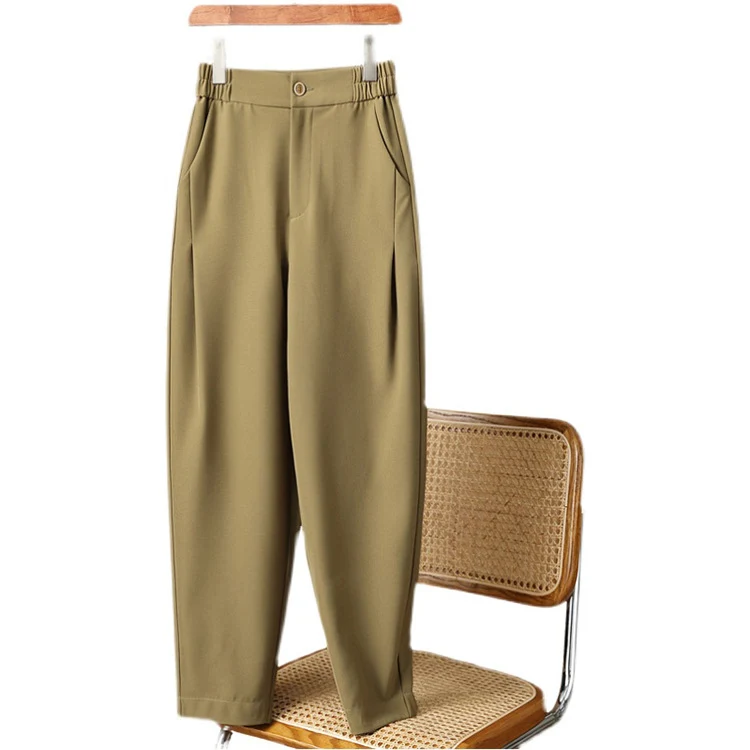 Damen Hochtaillierte tapered Anzughose mit elastischem Rückbund, Bügelfalte & Eingrifftaschen Drune