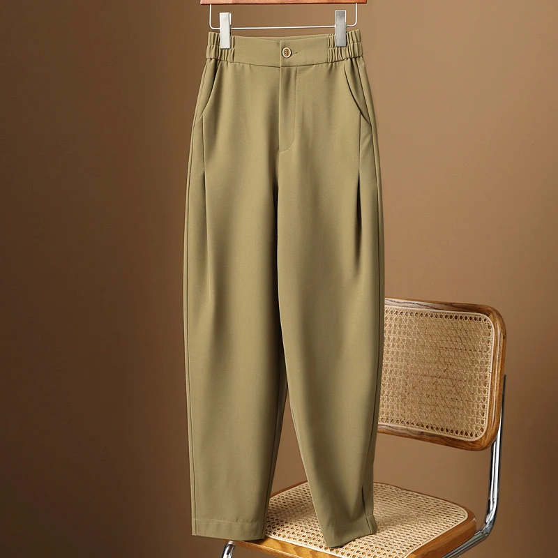 Damen Hochtaillierte tapered Anzughose mit elastischem Rückbund, Bügelfalte & Eingrifftaschen Drune